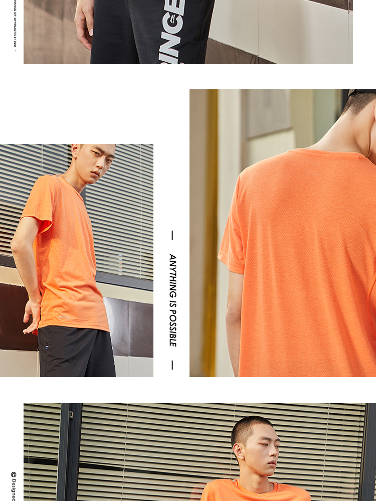 Áo thun nam tay ngắn Li Ning 2019 mới tập luyện áo thấm mồ hôi quanh cổ áo thể thao đan mùa hè - Áo phông thể thao áo phông anta
