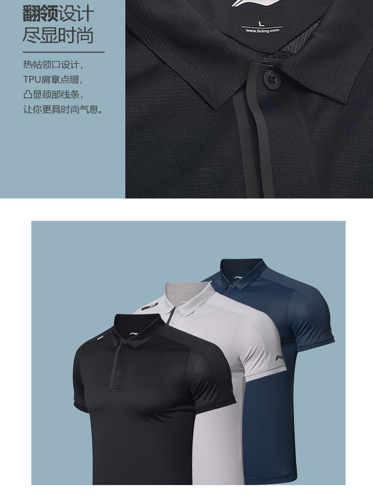 Li Ning ngắn tay áo polo nam 2018 mới đào tạo loạt thể thao áo sơ mi nam mùa hè thể thao áo polo adidas