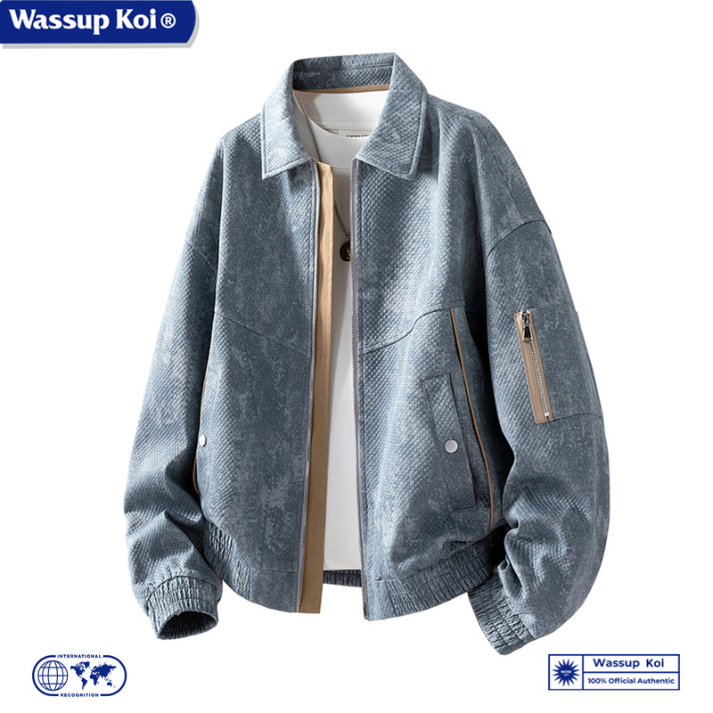 Wassup Koi Co-Branded American-Style Lapel Jacket for Men, Autumn and Winter 2025, Loose Casual Men's Fleece-Lined Jacket Wassup Koi Co-Branded American-Style Lapel Jacket for Men, Autumn and Winter 2025, Loose Casual Men's Fleece-Lined Jacket