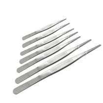 Stainless steel forceps laboratory dressing tweezers thickened round head with teeth straight elbow a variety of specifications