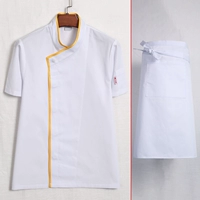 Белая футболка, фартук, короткий рукав