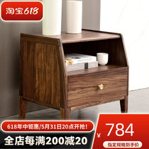 Nordic Ukim wood bed head cabinet full solid wood bedroom lockers minimalist Fancy Containing Small Cabinet Light Lavish Bedside Cabinet