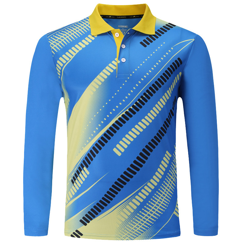 Autumn and winter quick-drying badminton long-sleeved top Men's and women's sports lapel air volleyball table tennis training pants Uniform printing