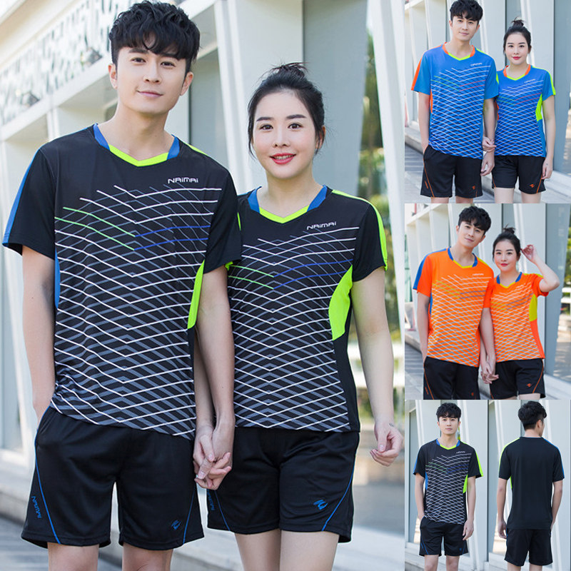 Speed Dry Mesh Men And Women Badminton Suit Sports Suit Summer Short Sleeve Table Tennis Air Row Fitness Training Team Uniform
