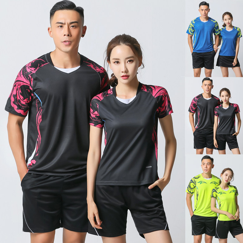 Summer speed dry men and women half-sleeve table tennis badminton suit sports suit lovers short ball clothes Inprint