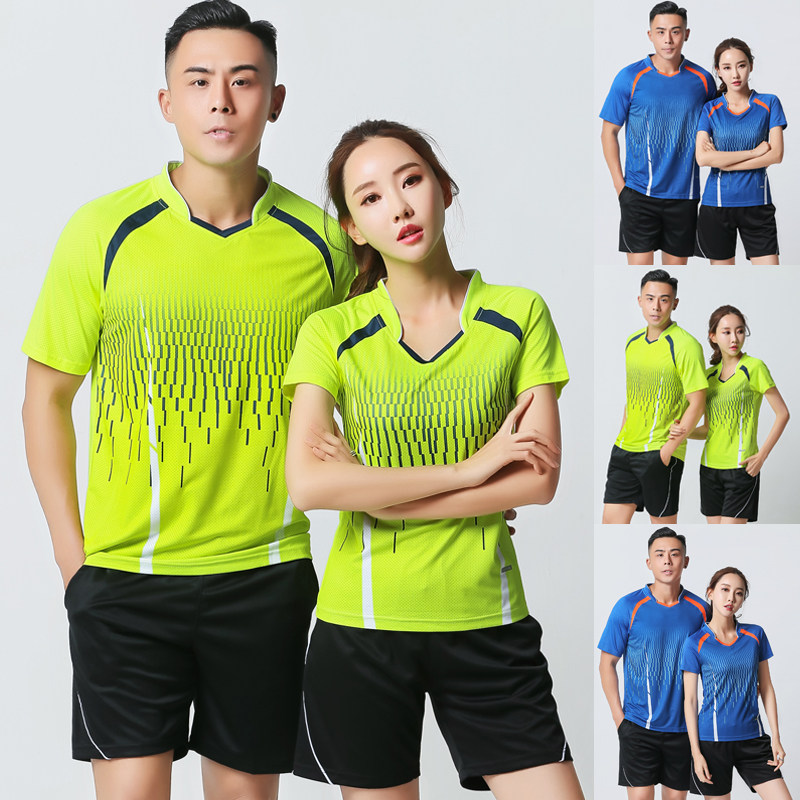 Half Sleeve Men And Women Speed Dry Badminton Suit Sports Suit Summer Short Sleeve Ping Pong Lovers Blouse Group Purchase Print