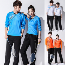 Quick-drying long autumn and winter clothing table tennis badminton suit suit mens and womens round neck long sleeve sportswear training clothes