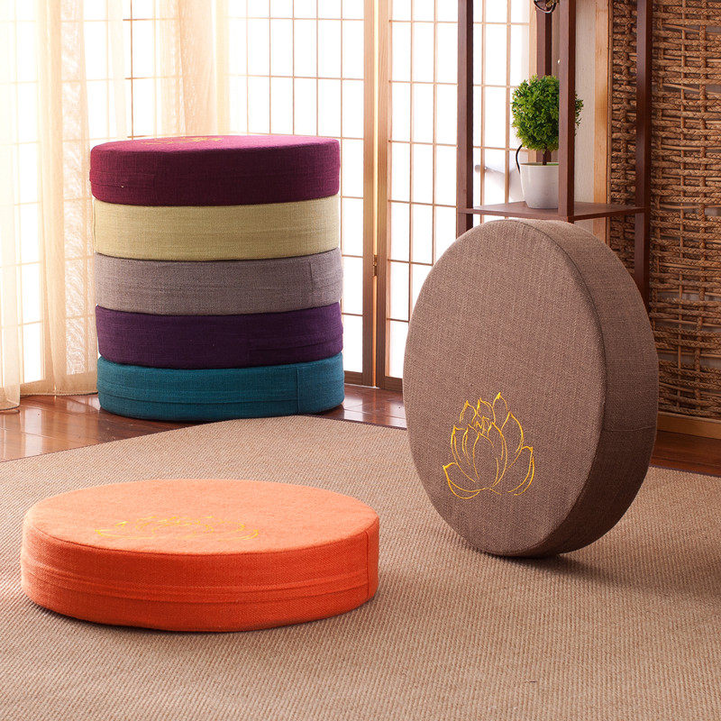Fabric futon cushion thickened Tatami bay window mat Meditation mat Meditation mat Worship Buddha detachable and washable floor round