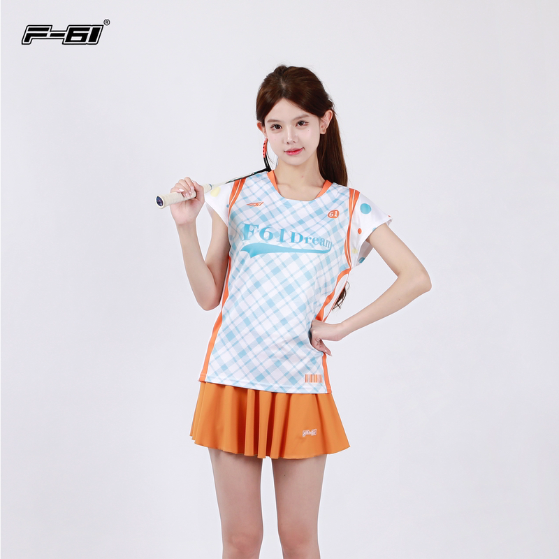 F61 New Orange Soda Badminton Clothing for Women Summer Quick-Drying Short-Sleeved 150g Breathable Sportswear Mesh Fabric T-Shirt F61 New Orange Soda Badminton Clothing for Women Summer Quick-Drying Short-Sleeved 150g Breathable Sportswear Mesh Fabric T-Shirt