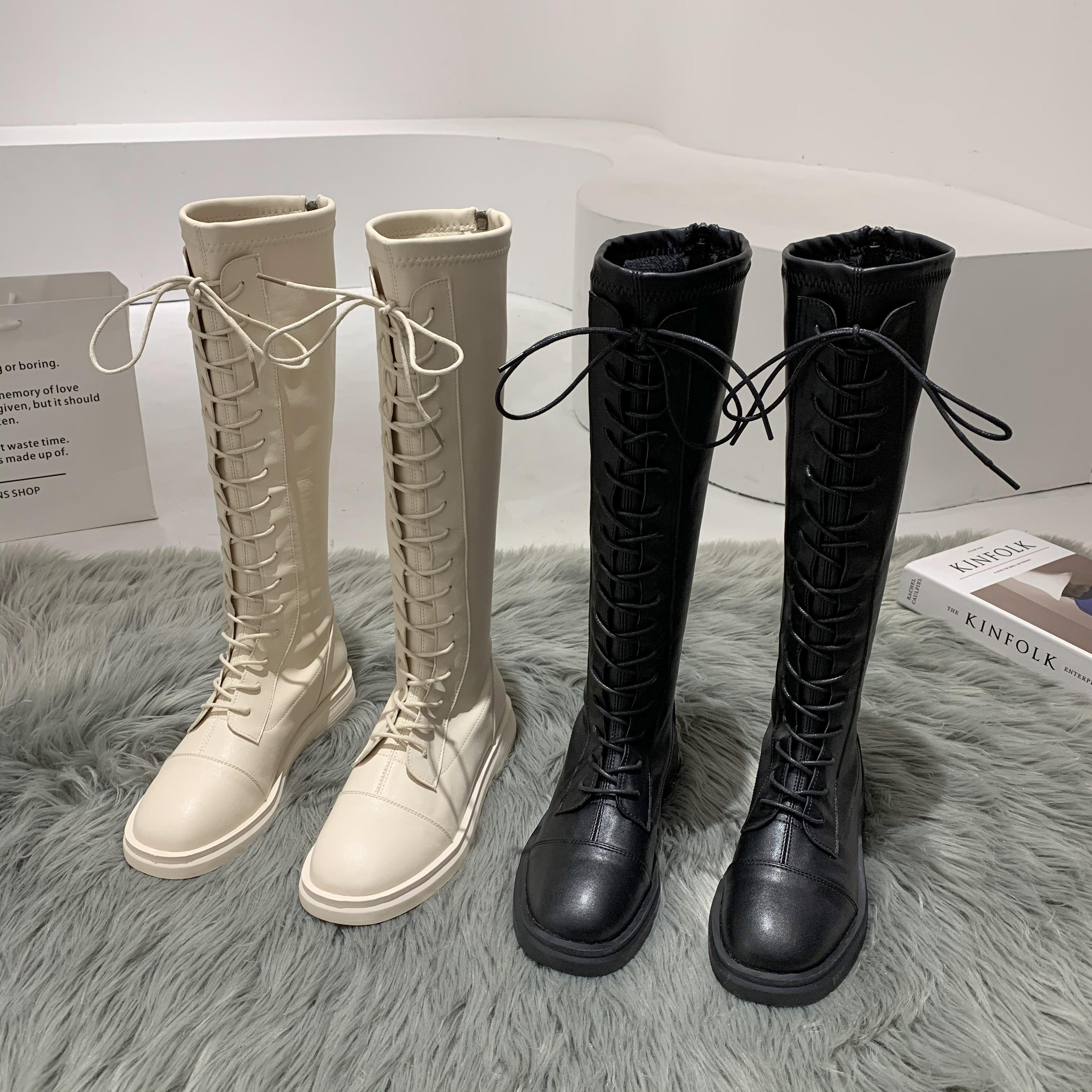 Boots women's boots 2020 spring and autumn new thin net red ins strap velvet long tube but knee high boots spring