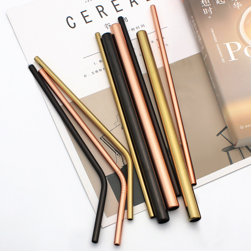 304 titanium-plated stainless steel straw color pearl milk tea adult environmental protection household metal beverage tube