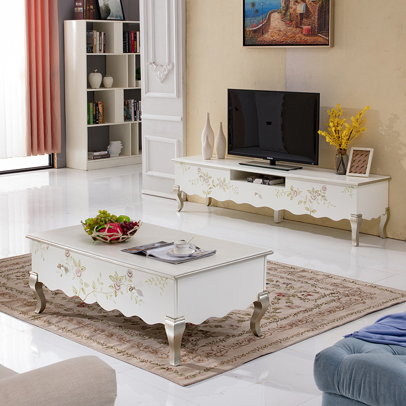 European-style living room TV cabinet simple European solid wood TV cabinet small apartment floor cabinet bedroom TV cabinet custom-made living room floor cabinet