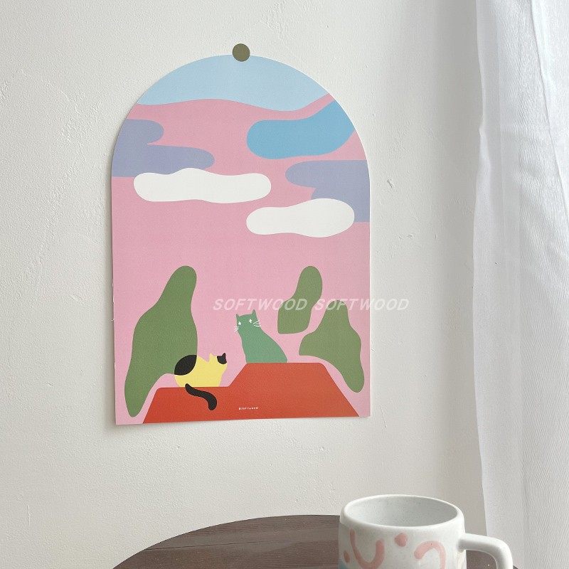 The decoration of the poster) softwood original homemade ins arch poster kitty paper photo prop Alien