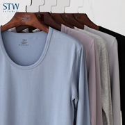 STW nam đồ lót nhiệt modal cotton bó sát cổ thấp cổ tròn mùa đông chạm đáy áo mùa thu quần áo cotton dài tay áo len