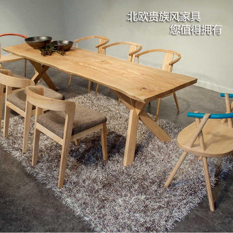 Nordic Solid Wood Conference Table, Long Table, Small Office Desk for 6 People, Shop Tea Table, Meeting Table and Chair Set, Rectangular Table