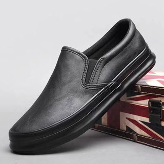 Spring and Autumn Men's Shoes, Thick-Soled British Casual Leather Shoes, Men's Slip-On Loafers, Trendy Men's Business Work Shoes