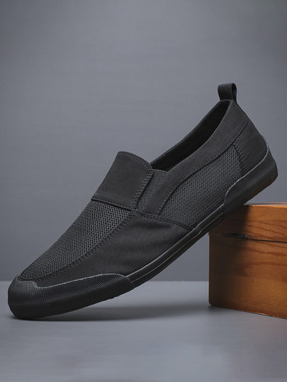 Men's shoes, summer breathable mesh shoes, men's trendy shoes, lazy slip-on casual shoes, men's driving soft-soled mesh canvas shoes