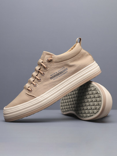 Canvas shoes men's shoes 2026 spring and autumn new style mid-top trendy shoes men's slip-on casual shoes mid-top sneakers for men