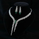 High-End New Jewelry, Light Luxury Zircon Evening Dress Accessories, Wedding Jewelry Necklace and Earrings Two-Piece Set with Silver Needle