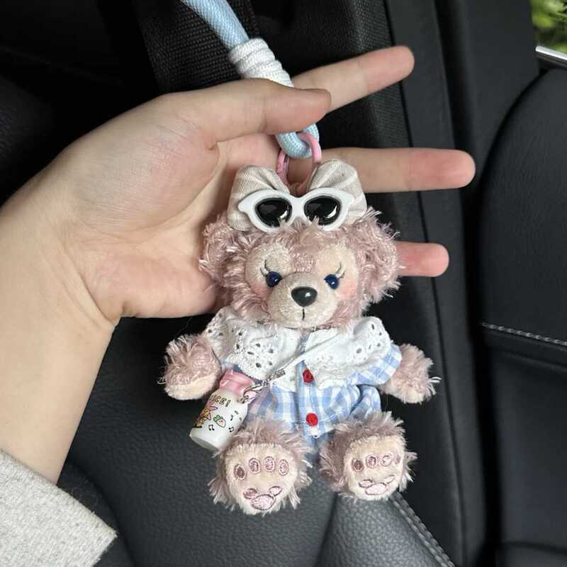 Cute Duffy Sea Salt Rose Car Hanging Ornament Rearview Mirror Decoration Car Keychain Decoration Gift for Best Friend