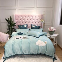 Summer Real Silk Princess Wind Bed Four Sets Full Cotton Pure Cotton Net Red Identical Naked Sleeping Sheets Ice Silk Eurostyle Silk Skating