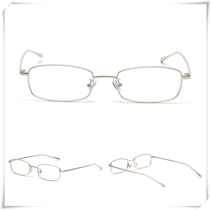 Khung hình chữ nhật nhỏ hẹp khung phẳng mini kim loại unisex có thể được trang bị khung cận thị cá tính trang trí thời trang - Kính mat kinh