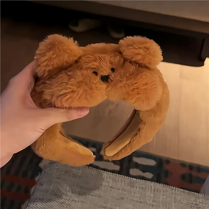 Autumn/Winter New Cartoon Cute Bear Plush Headband, Sweet and Girly High Crown Headband Hair Accessory 2025