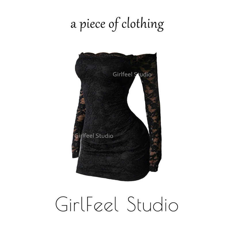 Black Pure and Sexy Tight-Fitting Dress for Women, Spring and Summer Inner Wear, Slim-Fitting Lace Long-Sleeved One-Shoulder Hip-Hugging Short Skirt Black Pure and Sexy Tight-Fitting Dress for Women, Spring and Summer Inner Wear, Slim-Fitting Lace Long-Sleeved One-Shoulder Hip-Hugging Short Skirt