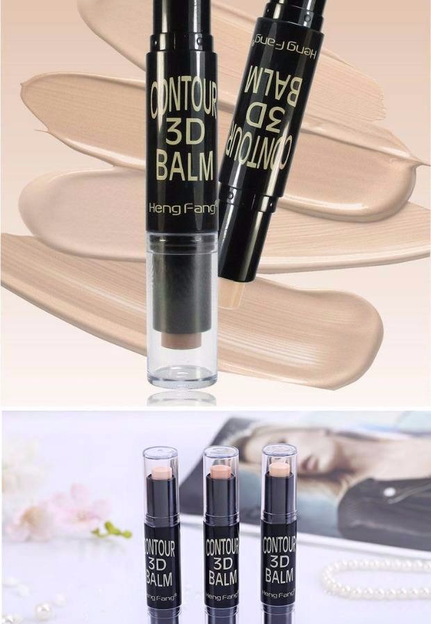Đôi đầu sửa chữa năng lực dính kéo dài trang điểm che khuyết điểm bóng tối làm nổi bật âm thanh nổi không thấm nước bóng mặt sửa chữa năng lực bút V mặt sáng cao highlight trang điểm