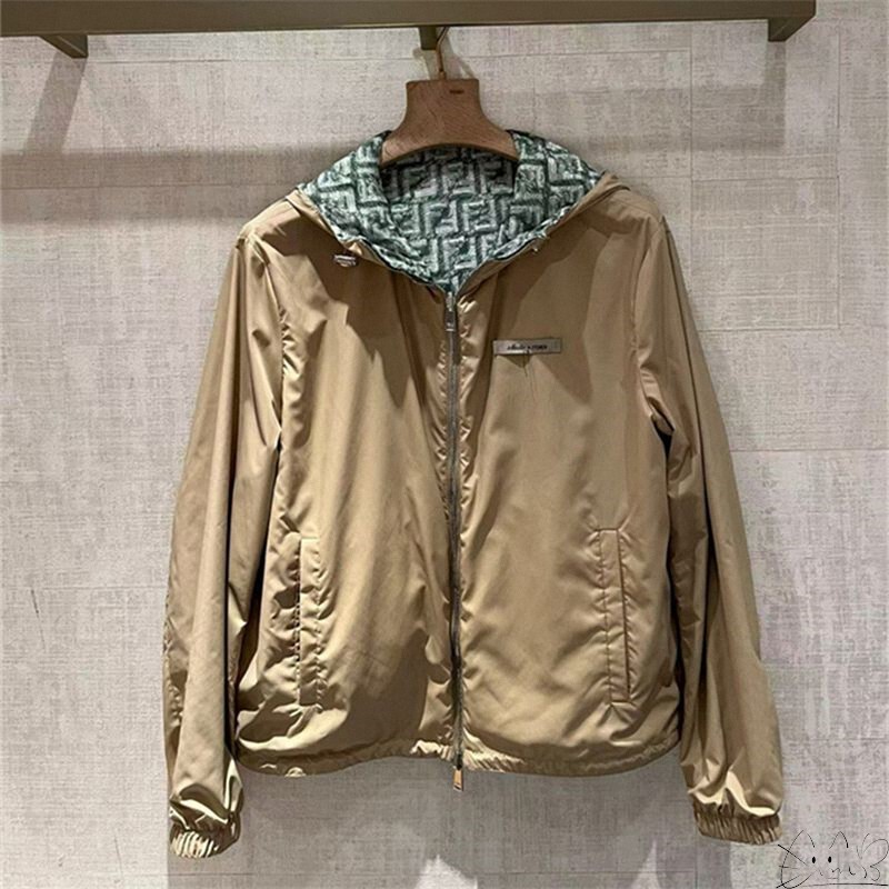 Fendi/Fendi's New Classic Patchwork Color-Blocking All-Over Printed Double Ff Letter Logo Reversible Jacket for Men and Women Fendi/Fendi's New Classic Patchwork Color-Blocking All-Over Printed Double Ff Letter Logo Reversible Jacket for Men and Women