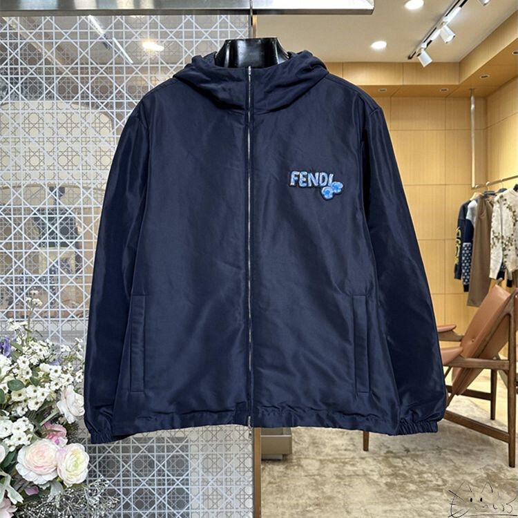 Fendi/Fendi New Classic Style Jacket with Embroidered 3D Letter Logo on the Chest, Reversible, for Women and Men Fendi/Fendi New Classic Style Jacket with Embroidered 3D Letter Logo on the Chest, Reversible, for Women and Men