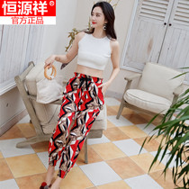 Hengyuan Xiang Xiang Female Anti-mosquito Sleeping Pants Beach Pants Beach Pants Summer Thin exterior wearing broad leg 90% pants artificial cotton pants light cage pants