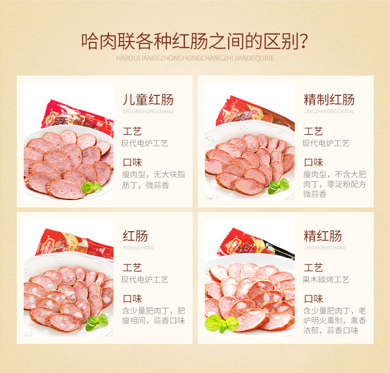 哈肉联 老炉果木炭熏 正宗哈尔滨红肠 85g*6支 图3