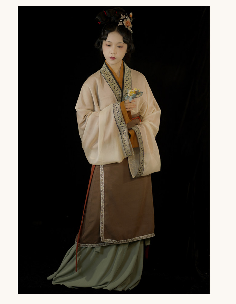 Китайцы одежда наборы 玺儿制作汉服店 仿古画百美图款汉服对穿交直上襦袖旋裙 套装 现