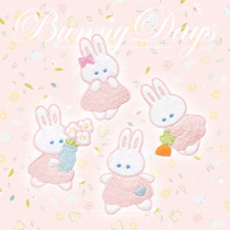 Soft cute little rabbit embroidered with cartoon self-adhesive cloth with mobile phone ipad shell hand account This decorative patch package patch paste