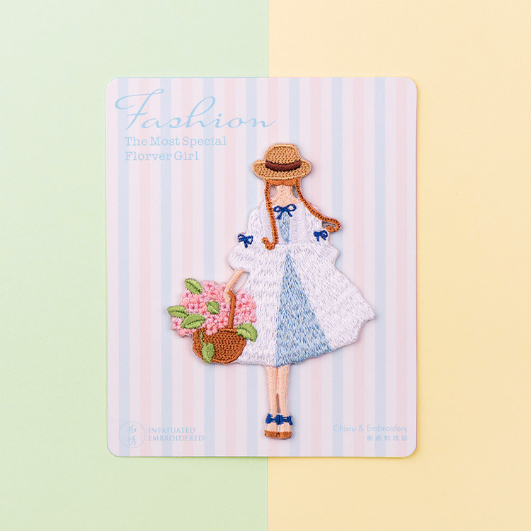 ten Flower Girl Embroidery Ironing Cloth Patch Clothing Diy Fashion Denim Pants Repair Subsidy BAG DECORATION Decorative Stickleback Adhesive Sticker