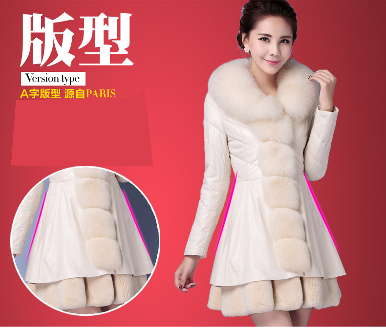 Mùa đông lông thú mới của phụ nữ da cỡ lớn Phiên bản Hàn Quốc của chiếc áo khoác nữ dài của cổ áo giả lông cáo Hained PU ao da