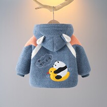 Japanese Baby Mink Suede 2021 New Winter Boy Bottling Thickened Children Cotton Clothes One Year Old Baby Cotton Padded Jacket