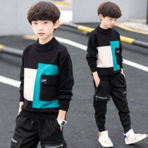 Japanese childrens clothing boy jacket sweater 2021 new autumn and winter plus suede thickened boys Korean version of the tide