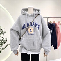 Japanese girls sweatshirt 2021 new Korean version Childrens spring and autumn foreign girls autumn and winter plus suede cap blouses
