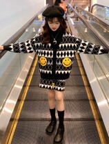 Japanese girls spring clothing suit Childrens foreign air 2022 new Korean version trendy big boy dress Spring and autumn clothes Two sets