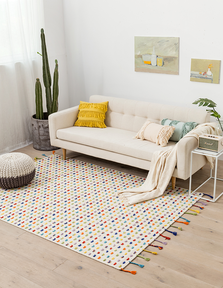 Ấn Độ nhập khẩu len thủ công màu hoa nhỏ thảm đơn giản phòng khách sofa phòng ngủ bàn cà phê đầu giường nhà mat - Thảm thảm thổ cẩm
