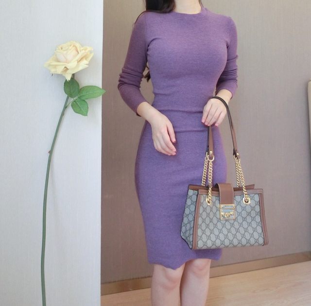 Zhang Honey Autumn and Winter Devil Single Product BI Into Elegant Sexy Tight Hip Retro Versatile Long Sleeve Dress