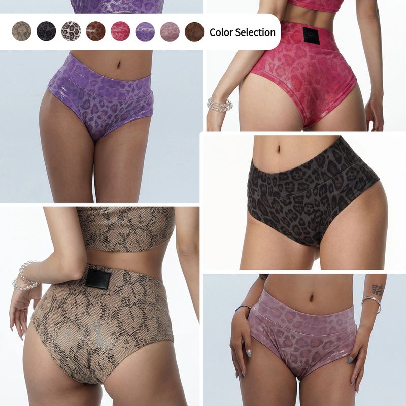 Iamyoyo Leopard Print Briefs Snake Print Gray Leopard Amber Shorts Heels Tube Top Hot Girl Wild Sexy