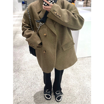 Woolen suit jacket womens autumn and winter Korean woolen coat 2022 new high-end small suit small thickened