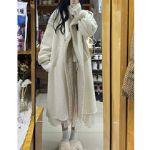 Lamb wool cotton coat womens 2022 winter new fur one-piece cotton clothing Korean version of the mid-length high-quality cotton jacket