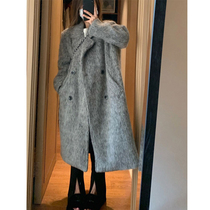 Womens woolen coat 2022 autumn and winter new mid-length woolen coat Hepburn style hot style high-end Korean small man