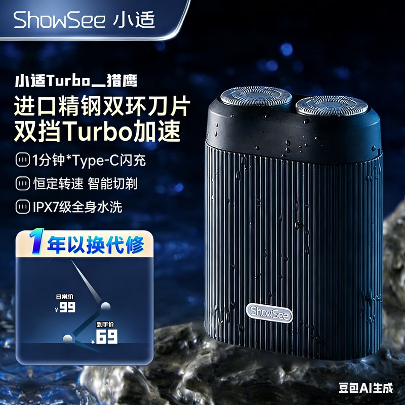 Xiaoshi Electric Shaver for Men, Mini Portable, Fully Washable, USB Fast Charging, Car Travel Shaver