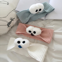Japanese gp cartoon headband with small eyes cute and funny headband facial mask knitted internet celebrity headband