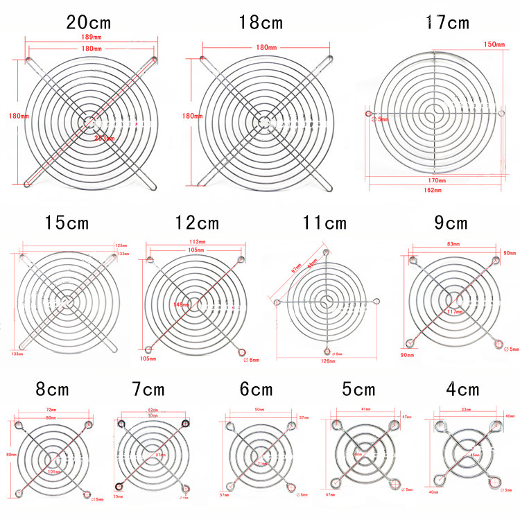 34 5 6 7 8 9 11 12 14 15 17 18 20CM cm cooling fan metal protective grille
